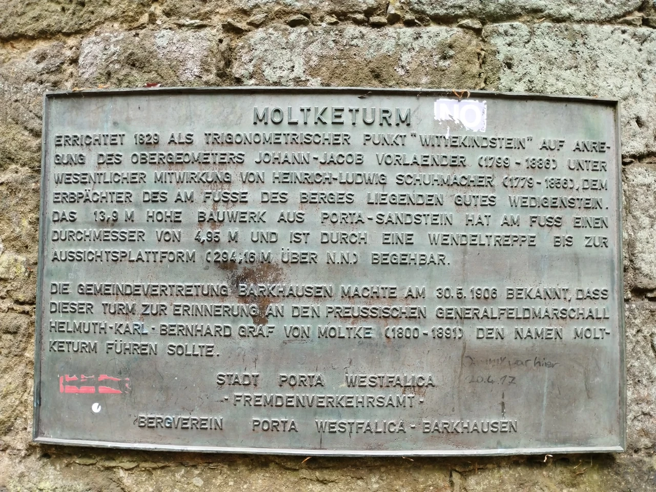 Tafel am Moltketurm
